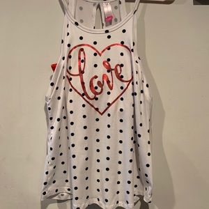No boundaries red polka dot shirt with bows size L